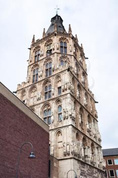 travel to Germany - tower of Kolner Rathaus (City Hall) in Cologne city in september