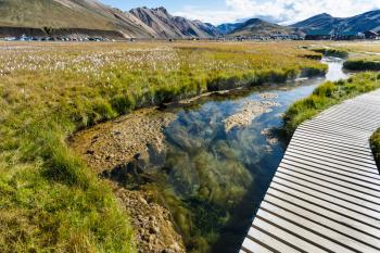 travel to Iceland - river in Landmannalaugar area of Fjallabak Nature Reserve in Highlands region of Iceland in september