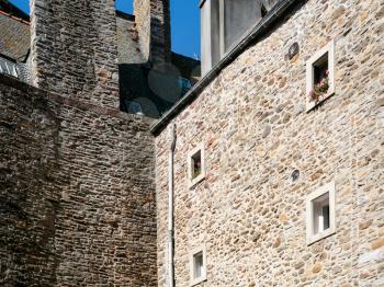 travel to France - old urban stone houses in Saint-Malo town, in Brittany