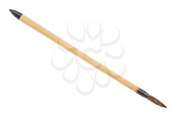 bamboo paintbrush with brown colored round tip for sumi-e ( suibokuga) painting and calligraphy isolated on white background