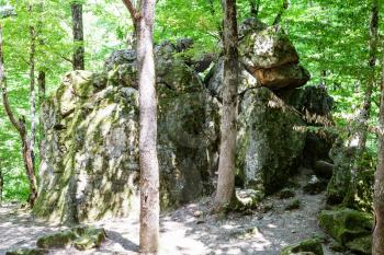 tour to Shapsugskaya anomalous zone - Devil's Finger butte rock in Abinsk Foothills of Caucasus Mountains in Kuban region of Russia
