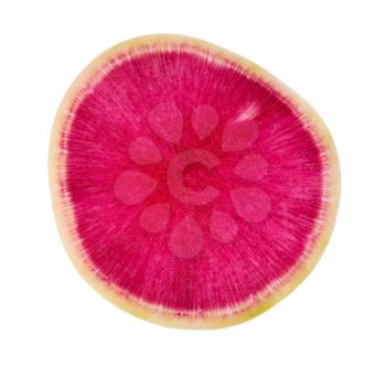cross cut of fresh watermelon radish isolated on white background