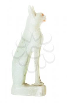 replica of ancient egyptian statuette - figurine of cat carved from soapstone isolated on white background