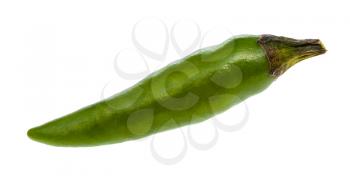 little fresh green ripe chili pepper isolated on white background