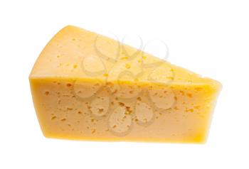 triangular segment of yellow cheese isolated on white background