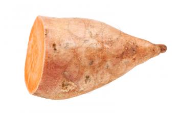 cutted tuber of sweet potato (ipomoea batatas, batata) isolated on white background