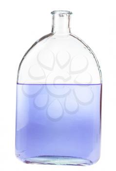 violet ink solution in water in glass flask isolated on white background