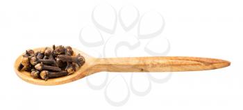 wooden spoon with cloves isolated on white background