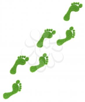 Ecology eco friendly green bio concept - grass footprints on white