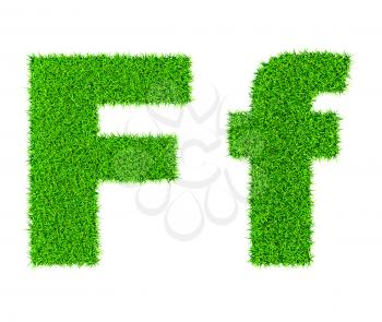 Grass letter F - ecology eco friendly concept character type