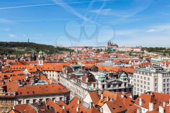 View of Stare Mesto (Old City) and and St. Vitus Cathedral from Town Hall. Prague, Czech Republic