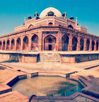 Vintage retro effect filtered hipster style travel image of Humayun's Tomb. Delhi, India