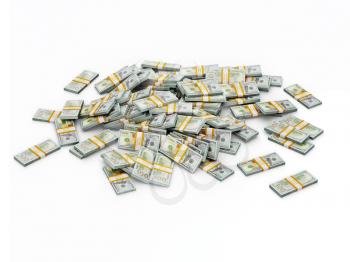 US dollars banknotes - creative business finance making money concept - pile of new 100 US dollars 2013 edition banknotes (bills)  bundles