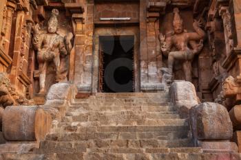 Entrance of  Brihadishwara Temple. Tanjore (Thanjavur), Tamil Nadu, India. The Greatest of Great Living Chola Temples - UNESCO World Heritage Site