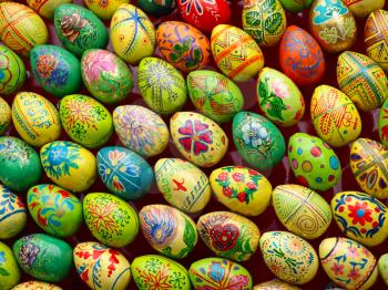 Multicolored easter eggs suitable as background.