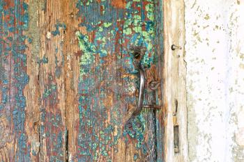 Aged wooden door taken closeup.