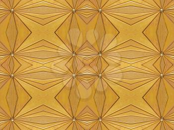 Kaleidoscope abstract background made from brown wooden segments.
