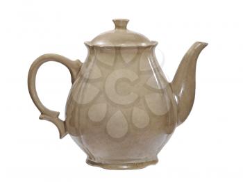 Old ceramic jug isolated on white background.