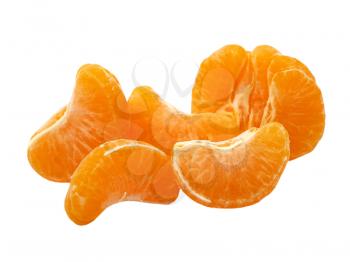 Ripe tangerine sements isolated on white background.