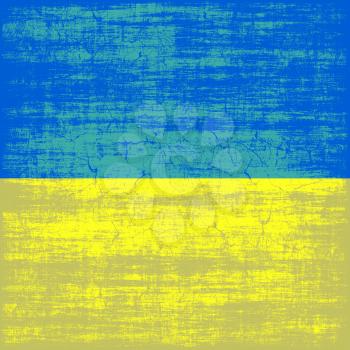 Yellow and blue destroyed Ukrainian flag as abstract background.Digitally generated image.