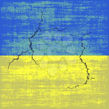 Destroyed Ukrainian flag.Digitally generated image.