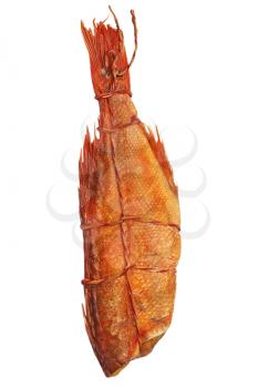 Smoked sea perch isolated on white background.