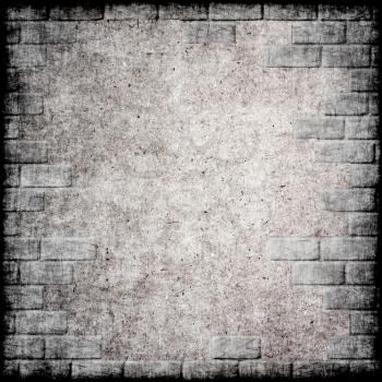 Abstract monochrome grunge background with brick frame.Digitally generated image.