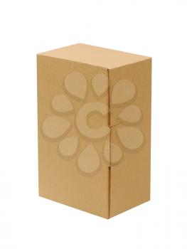Beige paper box isolated on white background.