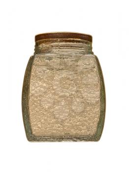 Golden glass jar isolated on white background.Digitally generated image;