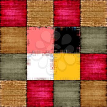 Color patch texture collage in a chessboard order as abstract background.Digitally generated image.