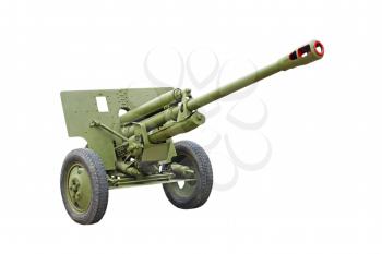 The 76-mm Russian division cannon gun from WWII isolated on white background.