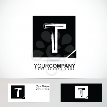 Vector company logo element template of grunge alphabet letter T black and white