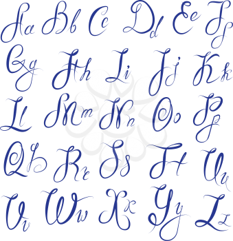 ABC - English alphabet - Handwritten calligraphic uppercase and lowercase letters.