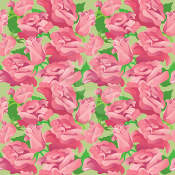 Floral seamless pattern with blooming pink roses. Ready to use as swatch