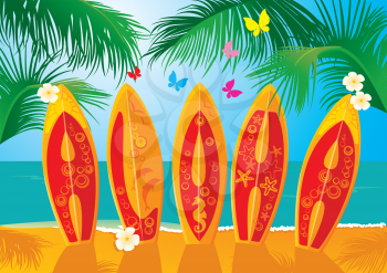 Summer Holiday Postcard - surf boards with hand drawn text Aloha