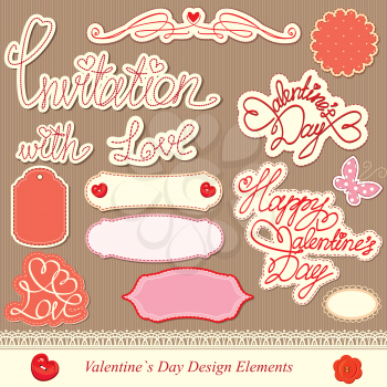 valentine's day design elements - different labels