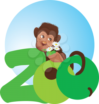 little monkey with flowers in its hand (zoo symbol)