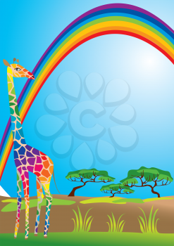 Portrait border with rainbow and giraffe