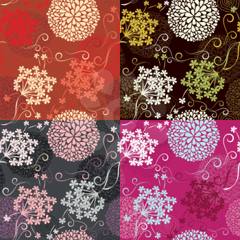 Set of Seamless patterns - floral backgrounds
