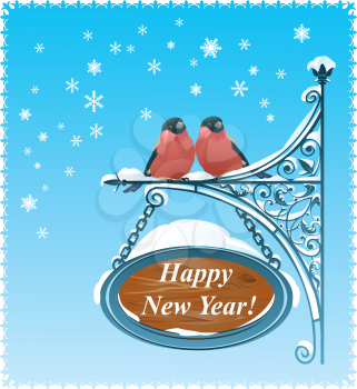 2 Bullfinches - Happy New Year Card
