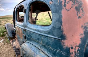 Abandoned Vehicle Prairie antique vintage aged Saskatchewan