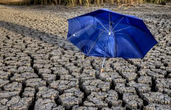 Dried up River Bed and umbrella