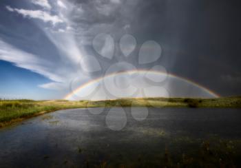Prairie Hail Storm and Rainbow in Saskatchewan Canada