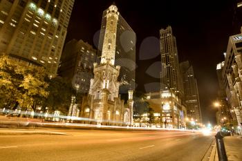 Water Tower Chicago Night Photography Downtown