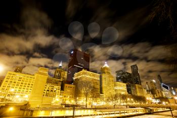 Chicago Downtown City  Night Photography