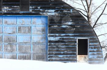 Old garage in Winter Saskatchewan