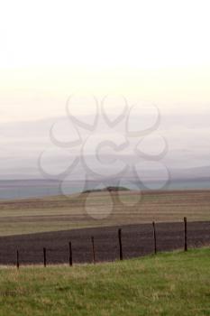 Fence line on scenic Saskatchewan prairies
