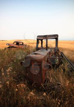 Abandoned tractor in scenic Saskatchewan
