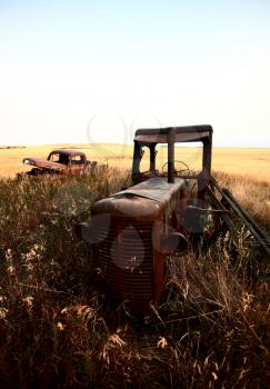Abandoned tractor in scenic Saskatchewan