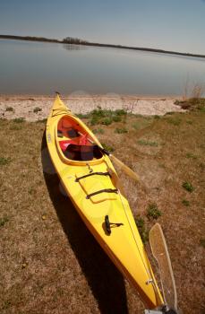 Kayak on beach at Lake Winnipeg